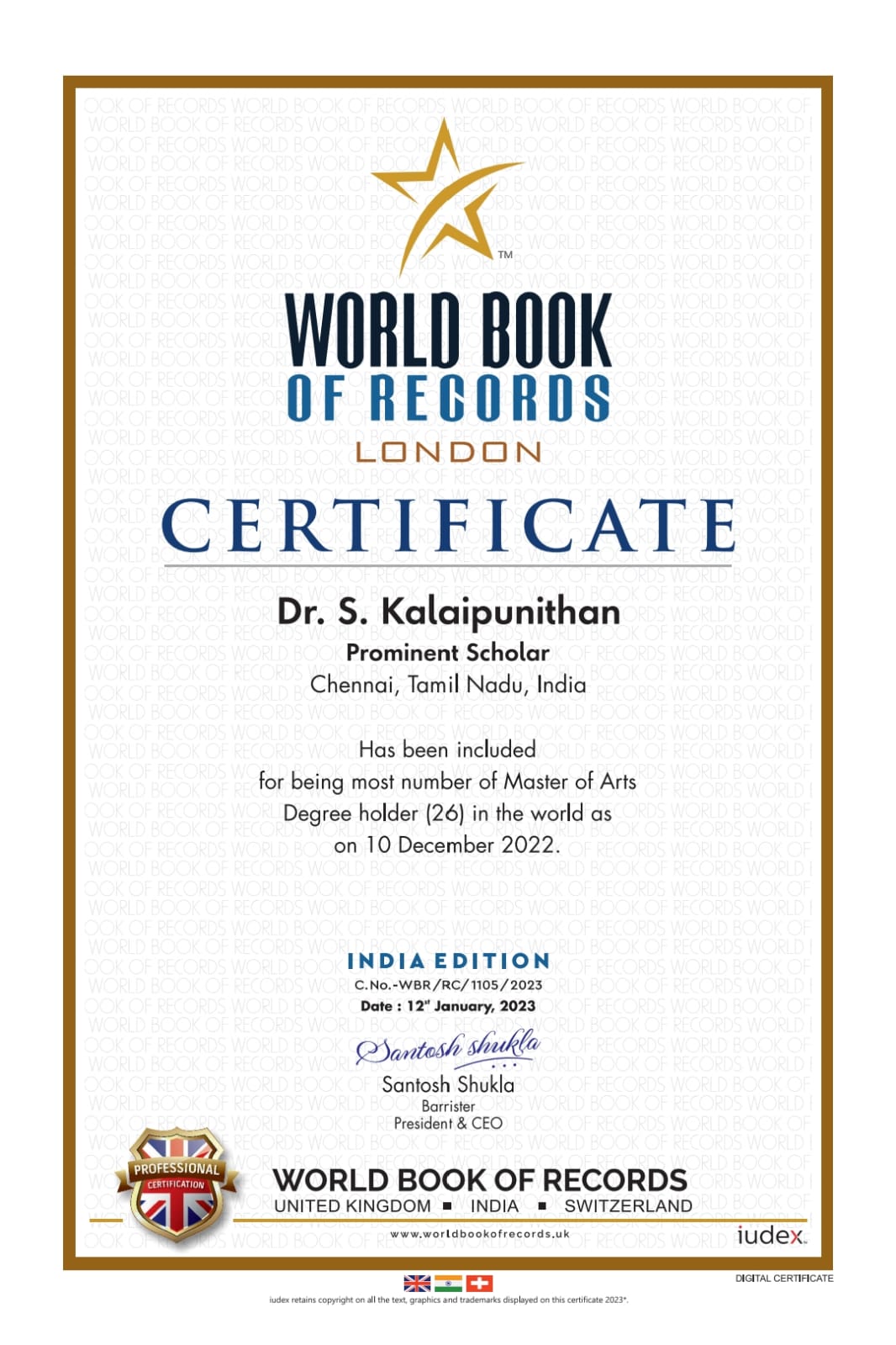 Certificate — most M.A. degrees (26)